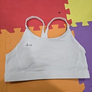 Never Skip Monday Women's Sports Bra White Size L Cardio Gym Workout